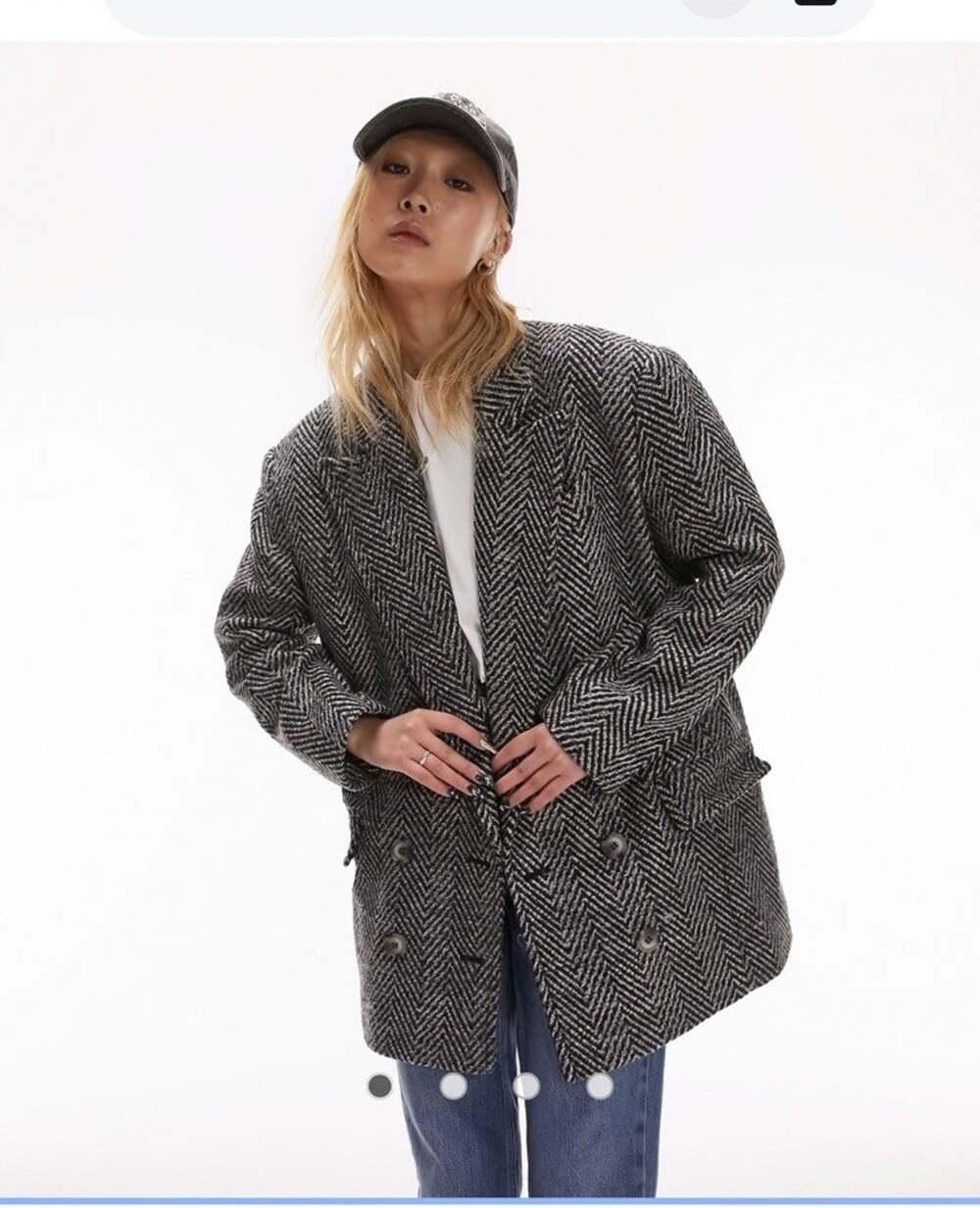 Topshop Petite textured blazer coat in multi Size 8